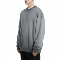 Ellenvinis Smog Gray Heavyweight 430Gms Vintage Washed Fleece Crewneck Sweatshirt Unisex Oversized Streetwear
