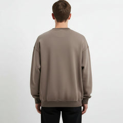 Ellenvinis Coffee Brown Heavyweight 430g Vintage Washed Fleece Crewneck Sweatshirt Unisex Oversized Streetwear