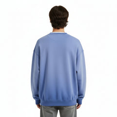 Ellenvinis Smog Blue Heavyweight 430gms Vintage Washed Fleece Crewneck Sweatshirt Unisex Oversized Streetwear