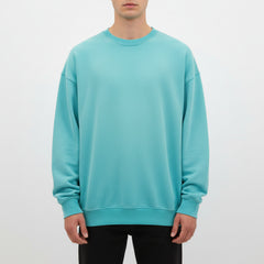 Ellenvinis Pale Turquoise Heavyweight 430gms Vintage Washed Fleece Crewneck Sweatshirt Unisex Oversized Streetwear