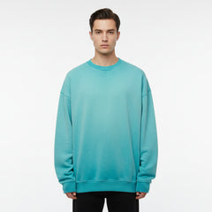 Ellenvinis Pale Turquoise Heavyweight 430gms Vintage Washed Fleece Crewneck Sweatshirt Unisex Oversized Streetwear
