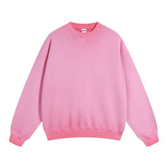 Ellenvinis Pink Heavyweight 430gms Vintage Washed Fleece Crewneck Sweatshirt Unisex Oversized Streetwear