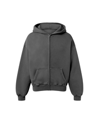 Ellenvinis 1800 GSM 'Anthracite' Zip Hoodie | Vintage Wash High Street Style YKK Zipper