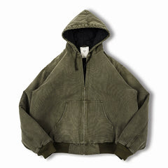 NOFAITH Washed and old hooded cotton clothes Men's autumn and winter Japanese retro cotton casual jacket Top No faith