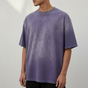 Ellenvinis 350GMS Gradient Raw Edge Destroyed Dark Oversize Heavyweight Short Sleeve Tee Unisex