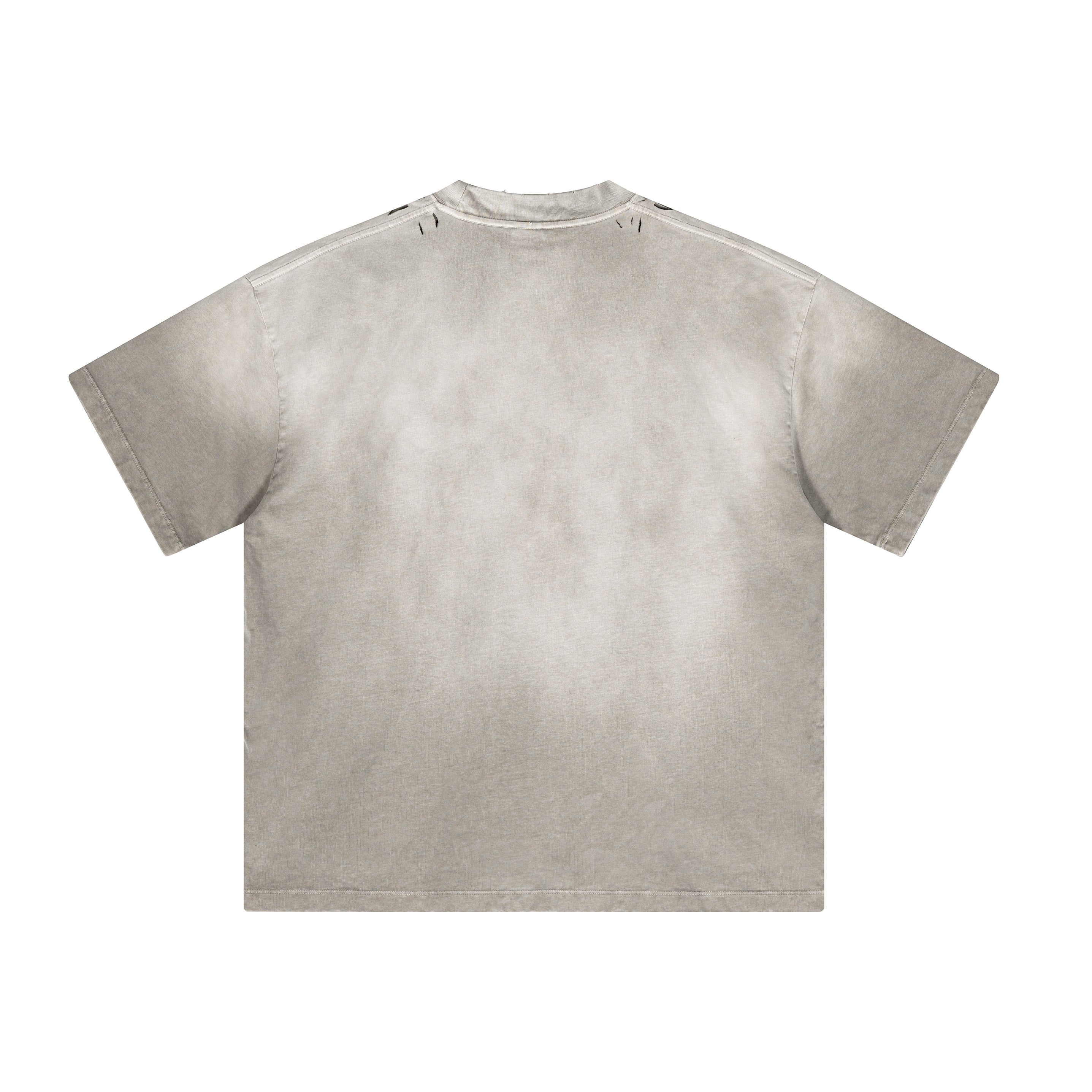 Ellenvinis 350GMS Gradient Grey White Raw Edge Destroyed Oversize Heavyweight Short Sleeve Tee Unisex