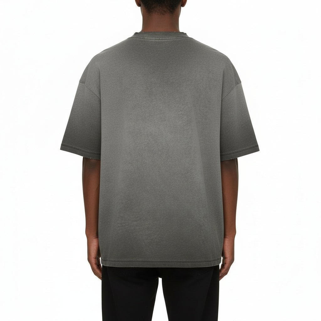 Ellenvinis Smog Grey 2026 Spring Summer 300gms Vintage Raw Edge Washed Men’s T Shirt Retro Streetwear Tee