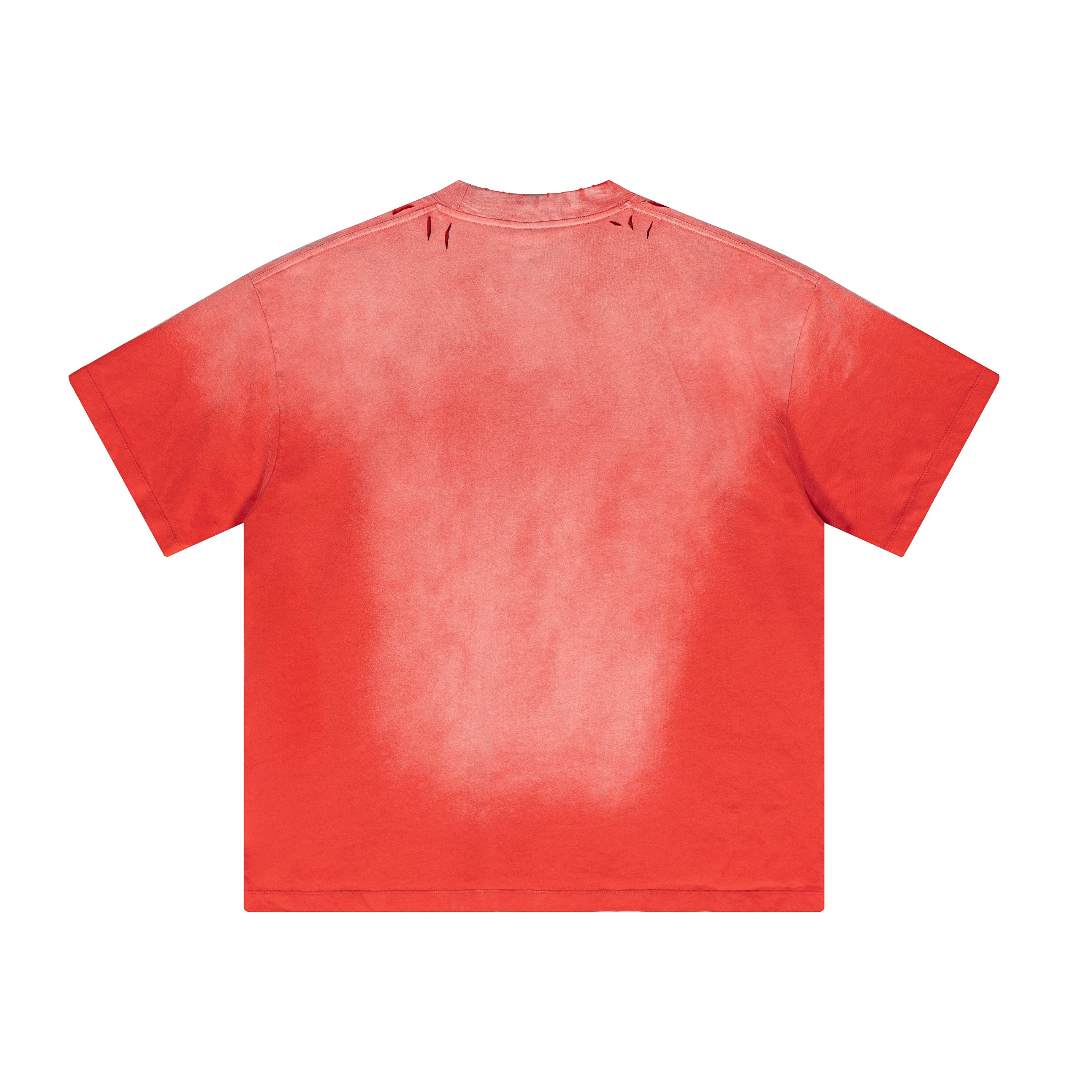 Ellenvinis 350GMS Gradient Orange Red Raw Edge Destroyed Oversize Heavyweight Short Sleeve Tee Unisex