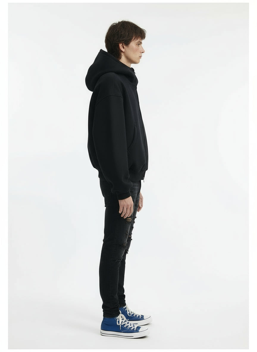 Ellenvinis Heavy 900Gsm Streetwear Hoodie – Men’s Loose Fit Short Pullover Cardigan for Spring