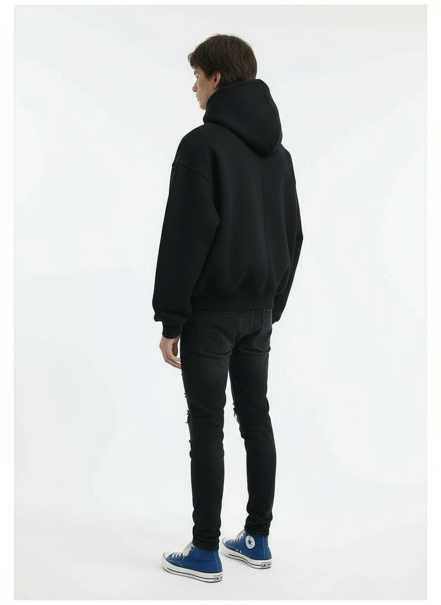 Ellenvinis Heavy 900Gsm Streetwear Hoodie – Men’s Loose Fit Short Pullover Cardigan for Spring