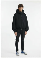 Ellenvinis Heavy 900Gsm Streetwear Hoodie – Men’s Loose Fit Short Pullover Cardigan for Spring