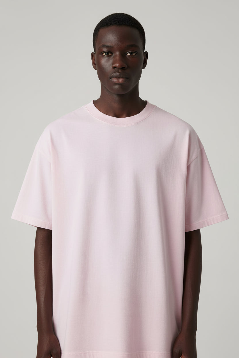 Ellenvinis 350GMS Gradient Pink Raw Edge Destroyed Oversize Heavyweight Short Sleeve Tee Unisex