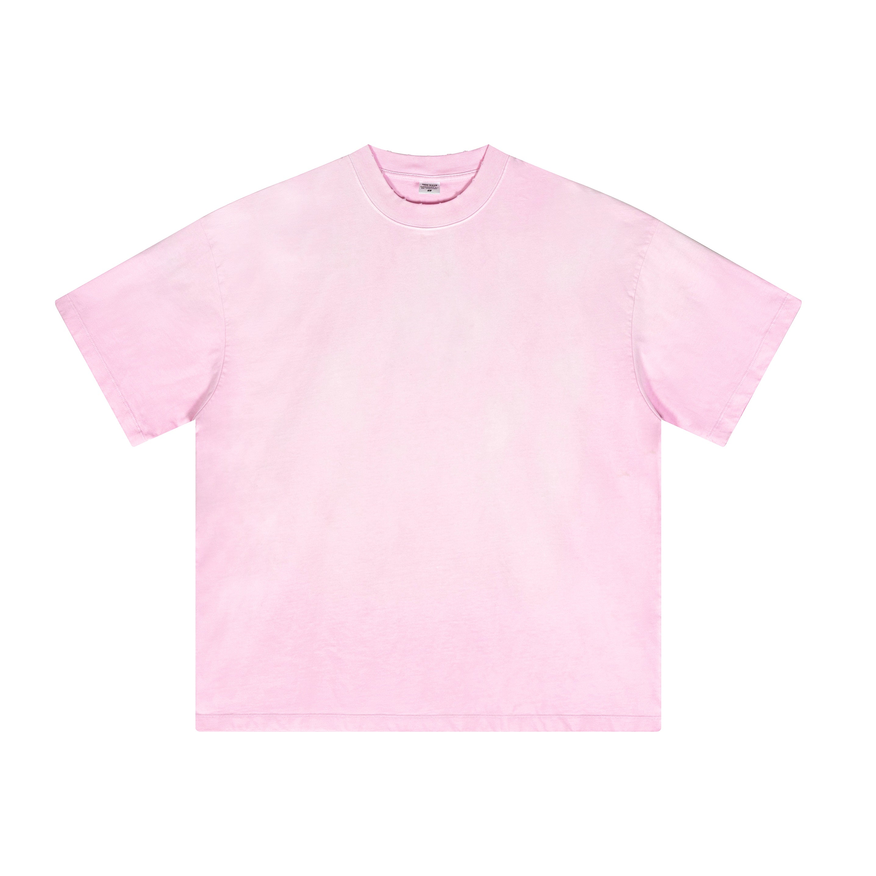 Ellenvinis 350GMS Gradient Pink Raw Edge Destroyed Oversize Heavyweight Short Sleeve Tee Unisex