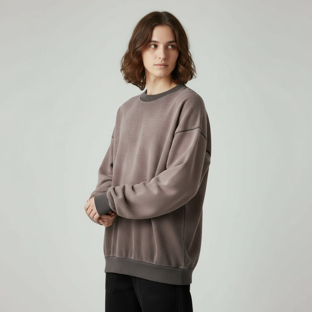 Ellenvinis 300g Gradient Oversized Crewneck Sweatshirt Streetwear Long Sleeve for Men and Women