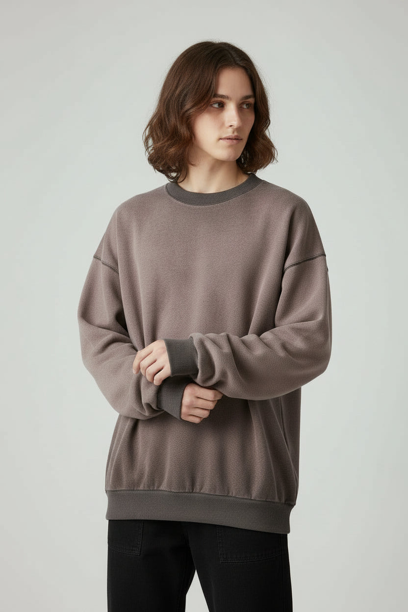 Ellenvinis 300g Gradient Oversized Crewneck Sweatshirt Streetwear Long Sleeve for Men and Women