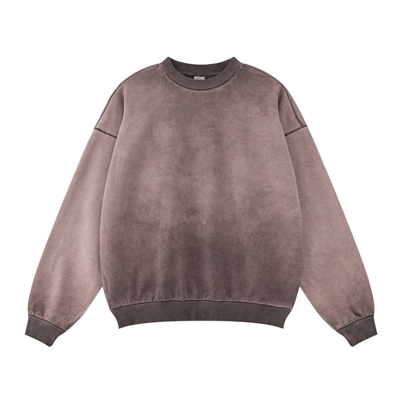 Ellenvinis 300g Gradient Oversized Crewneck Sweatshirt Streetwear Long Sleeve for Men and Women