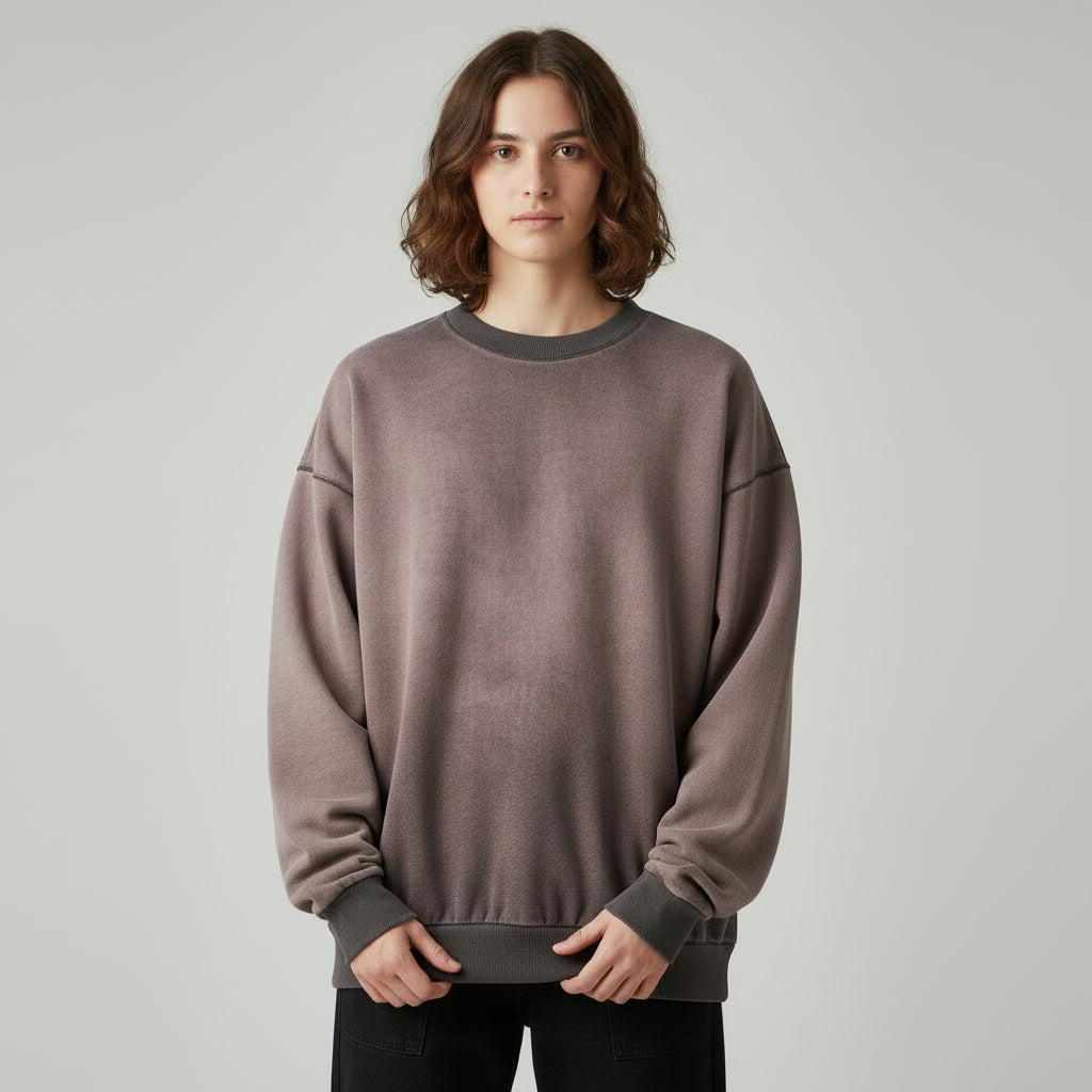 Ellenvinis 300g Gradient Oversized Crewneck Sweatshirt Streetwear Long Sleeve for Men and Women