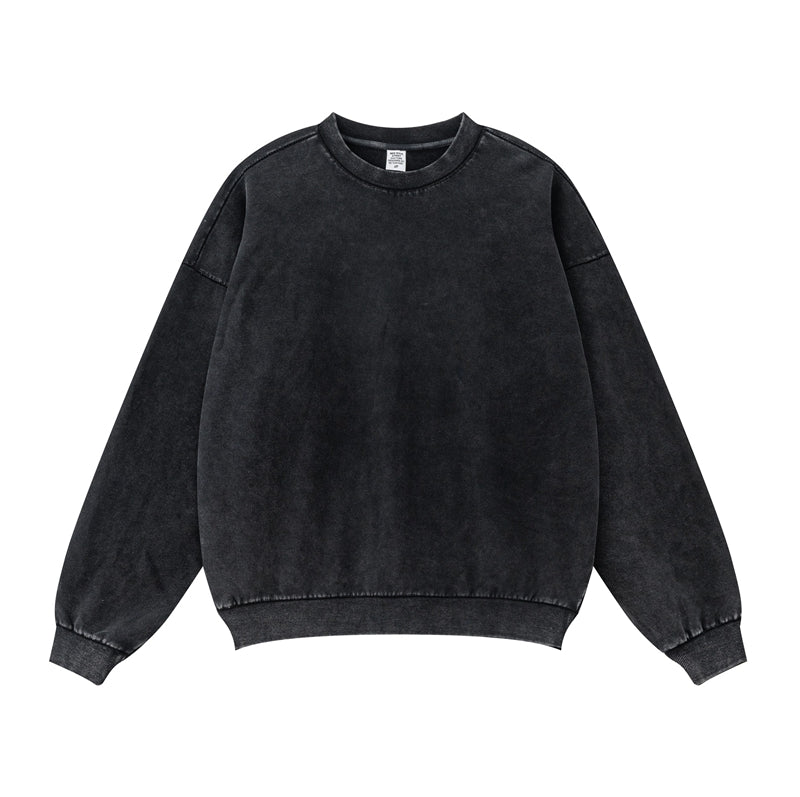 Ellenvinis Black Grey 480gms Gradient Oversized Crewneck Sweatshirt Streetwear Long Sleeve for Men and Women