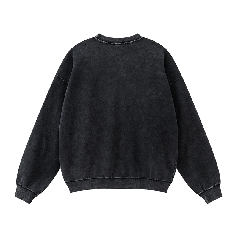 Ellenvinis Black Grey 480gms Gradient Oversized Crewneck Sweatshirt Streetwear Long Sleeve for Men and Women