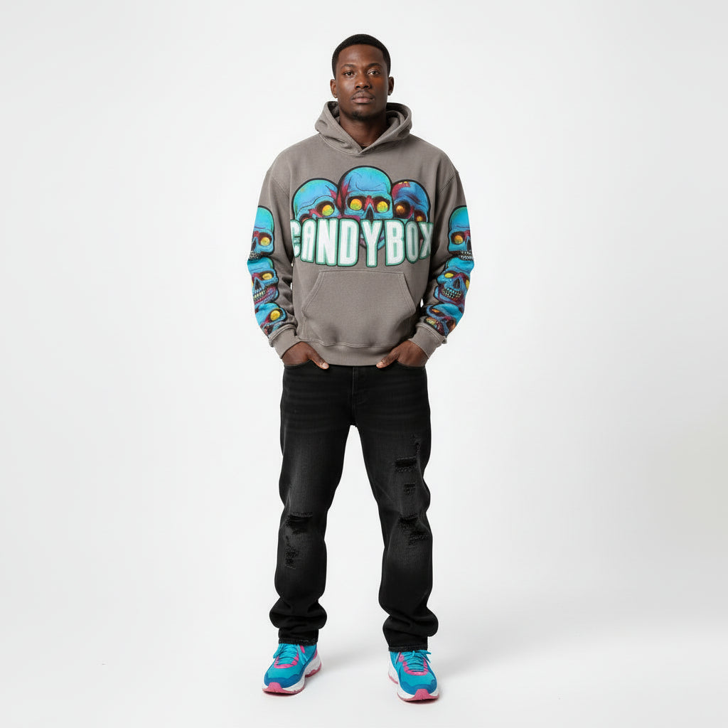 Ellenvinis 1800Gms Washed Pink Vintage Print Hoodie – Streetwear Fit