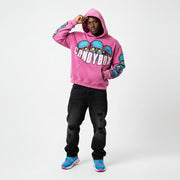 Ellenvinis 1800Gms Washed Pink Vintage Print Hoodie – Streetwear Fit