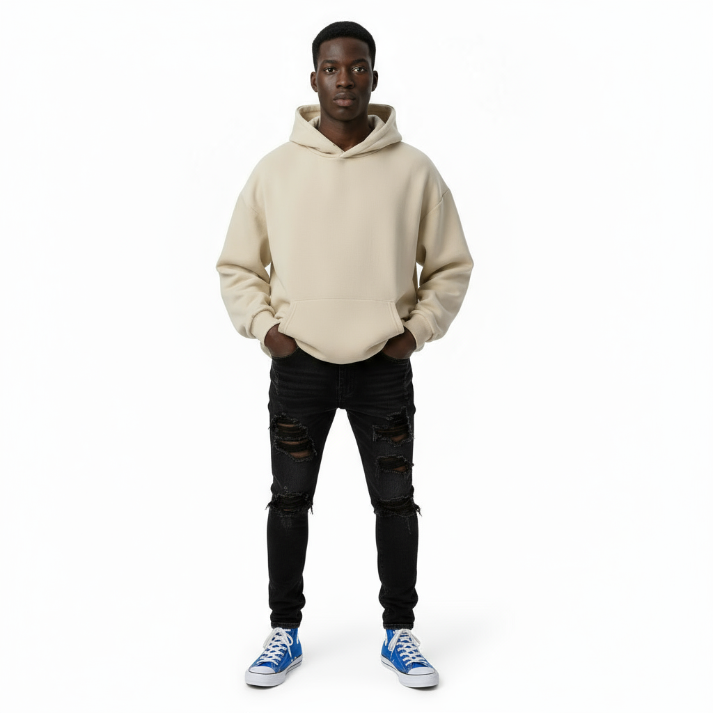 Ellenvinis 1800 GSM 'Cream' Double Hoodie