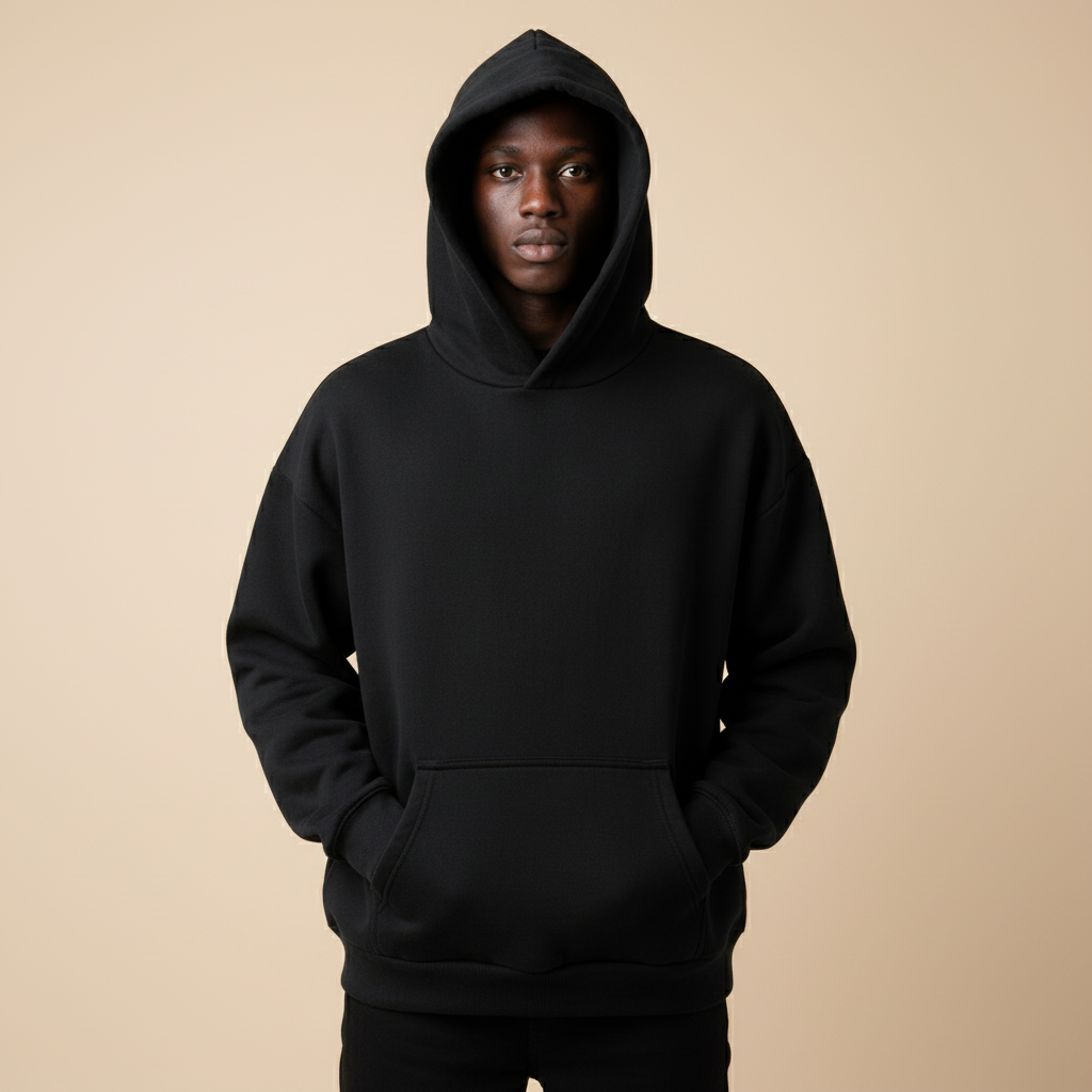 Ellenvinis 1000 GSM 'Black' reversible hoodie