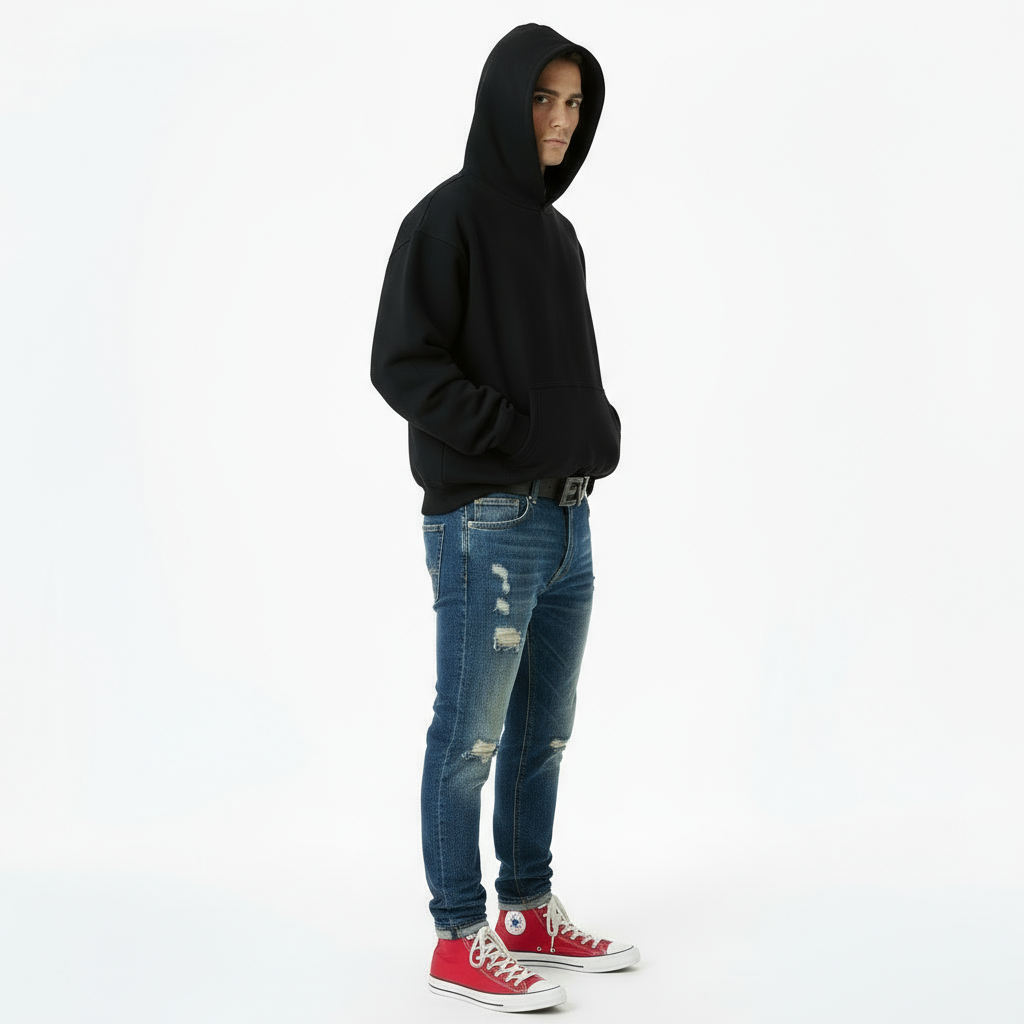 Ellenvinis 1000 GSM 'Black' reversible hoodie