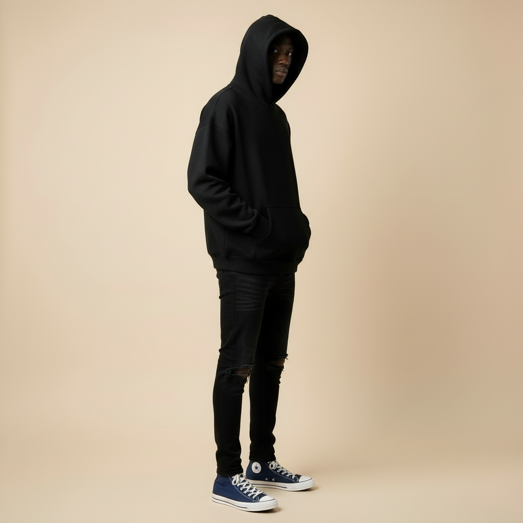 Ellenvinis 1000 GSM 'Black' reversible hoodie
