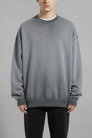 Ellenvinis Smog Gray Heavyweight 430Gms Vintage Washed Fleece Crewneck Sweatshirt Unisex Oversized Streetwear