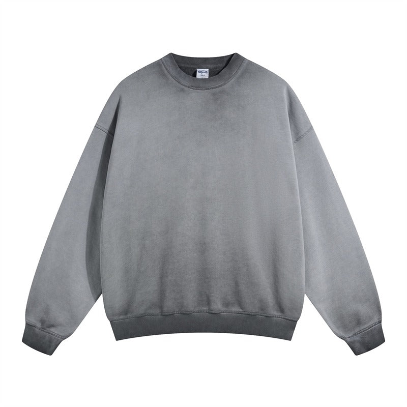 Ellenvinis Smog Gray Heavyweight 430Gms Vintage Washed Fleece Crewneck Sweatshirt Unisex Oversized Streetwear