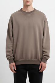 Ellenvinis Coffee Brown Heavyweight 430g Vintage Washed Fleece Crewneck Sweatshirt Unisex Oversized Streetwear