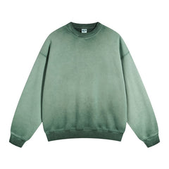 Ellenvinis Olive Green Heavyweight 430gms Vintage Washed Fleece Crewneck Sweatshirt Unisex Oversized Streetwear