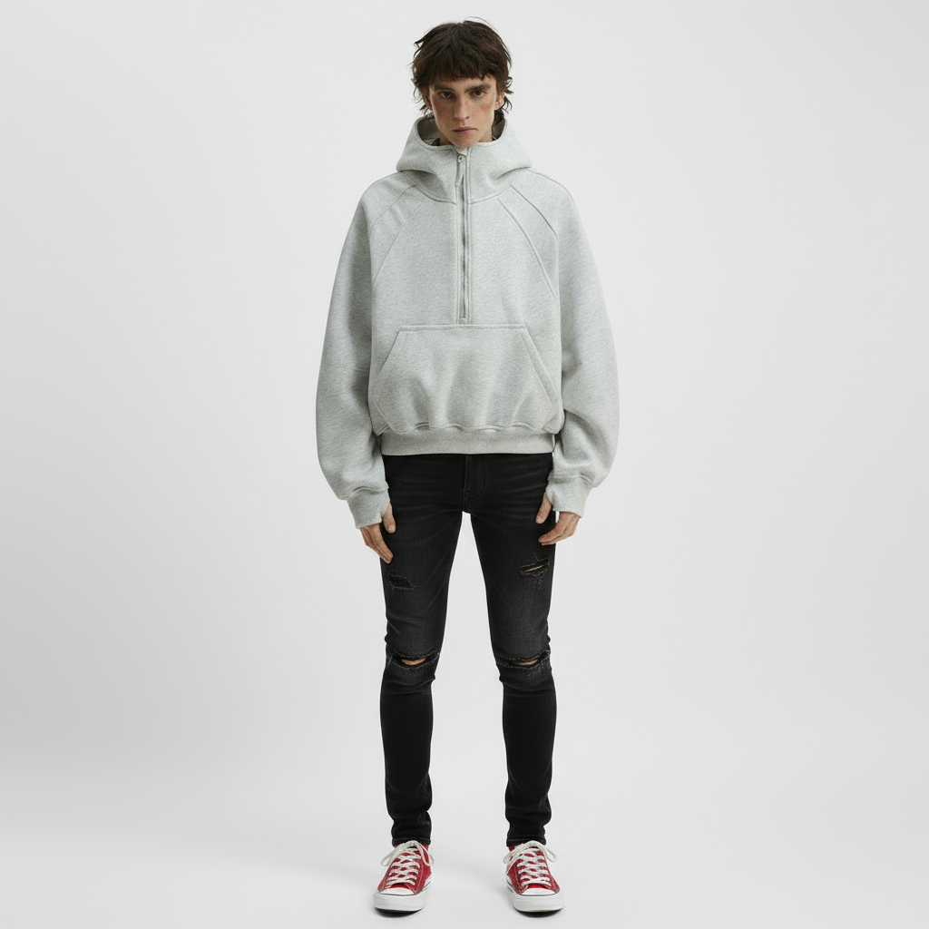 Ellenvinis Heavyweight Cropped Half-Zip Hoodie – US Streetwear Style