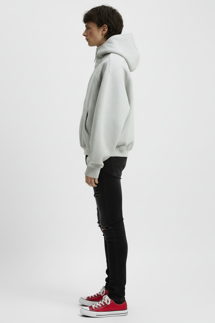 Ellenvinis Heavyweight Cropped Half Zip Hoodie Double Layer 1200GMS