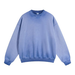 Ellenvinis Smog Blue Heavyweight 430gms Vintage Washed Fleece Crewneck Sweatshirt Unisex Oversized Streetwear