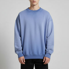 Ellenvinis Smog Blue Heavyweight 430gms Vintage Washed Fleece Crewneck Sweatshirt Unisex Oversized Streetwear