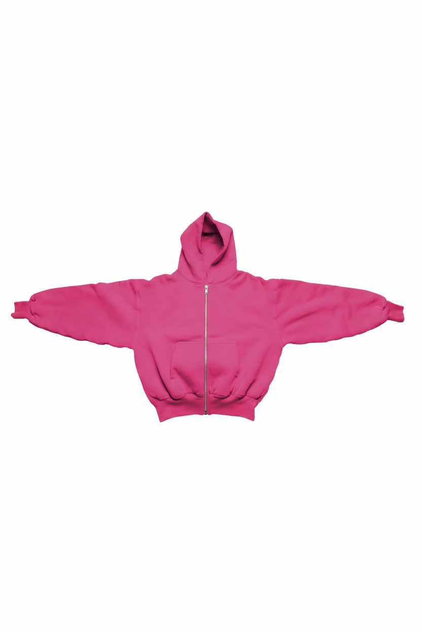 Ellenvinis 1800GSM Fuchsia Zip Hoodie with CRDLCK™ Double Sided Design