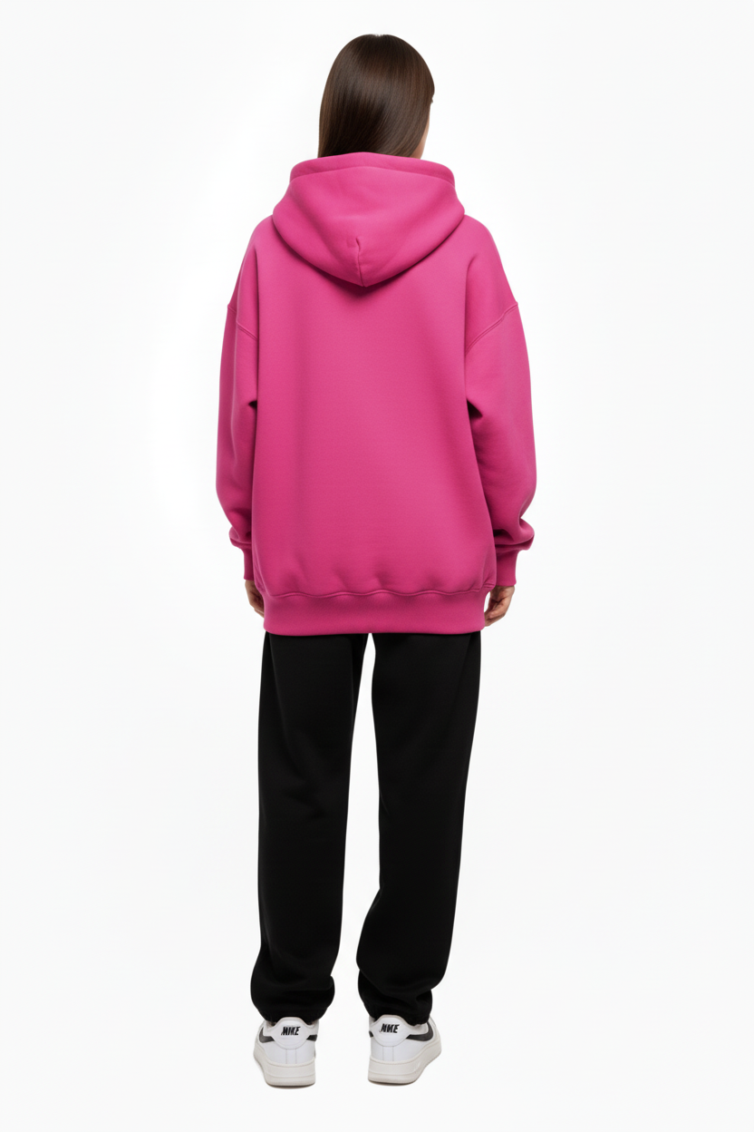 Ellenvinis 1800GSM Fuchsia Zip Hoodie with CRDLCK™ Double Sided Design