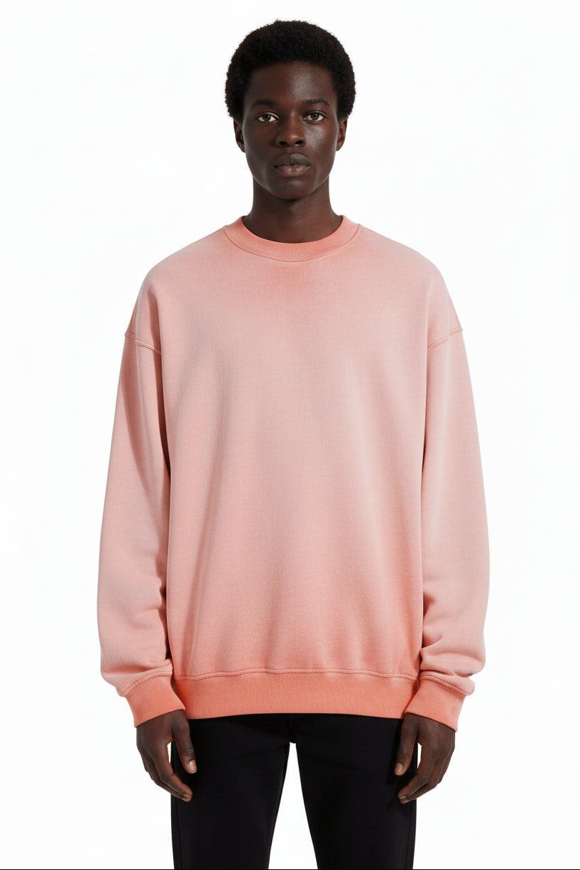 Ellenvinis Heavyweight 430gms Vintage Washed Fleece Crewneck Sweatshirt – Unisex Oversized Streetwear