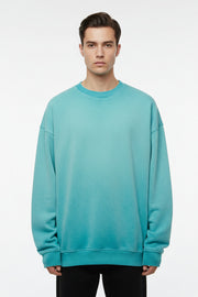 Ellenvinis Pale Turquoise Heavyweight 430gms Vintage Washed Fleece Crewneck Sweatshirt Unisex Oversized Streetwear