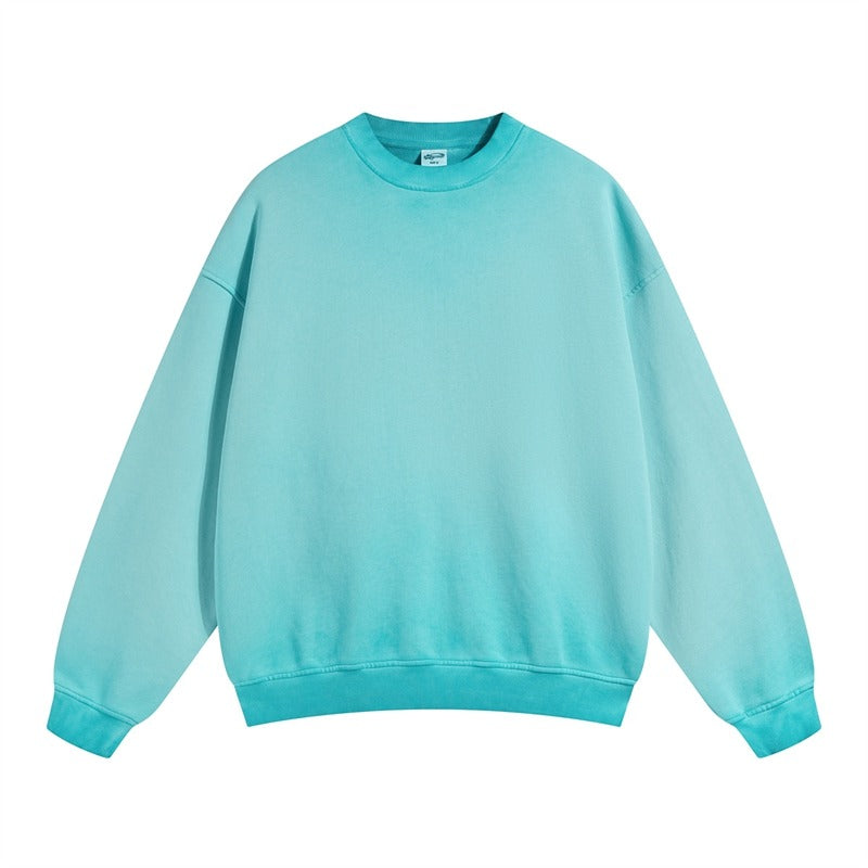 Ellenvinis Pale Turquoise Heavyweight 430gms Vintage Washed Fleece Crewneck Sweatshirt Unisex Oversized Streetwear