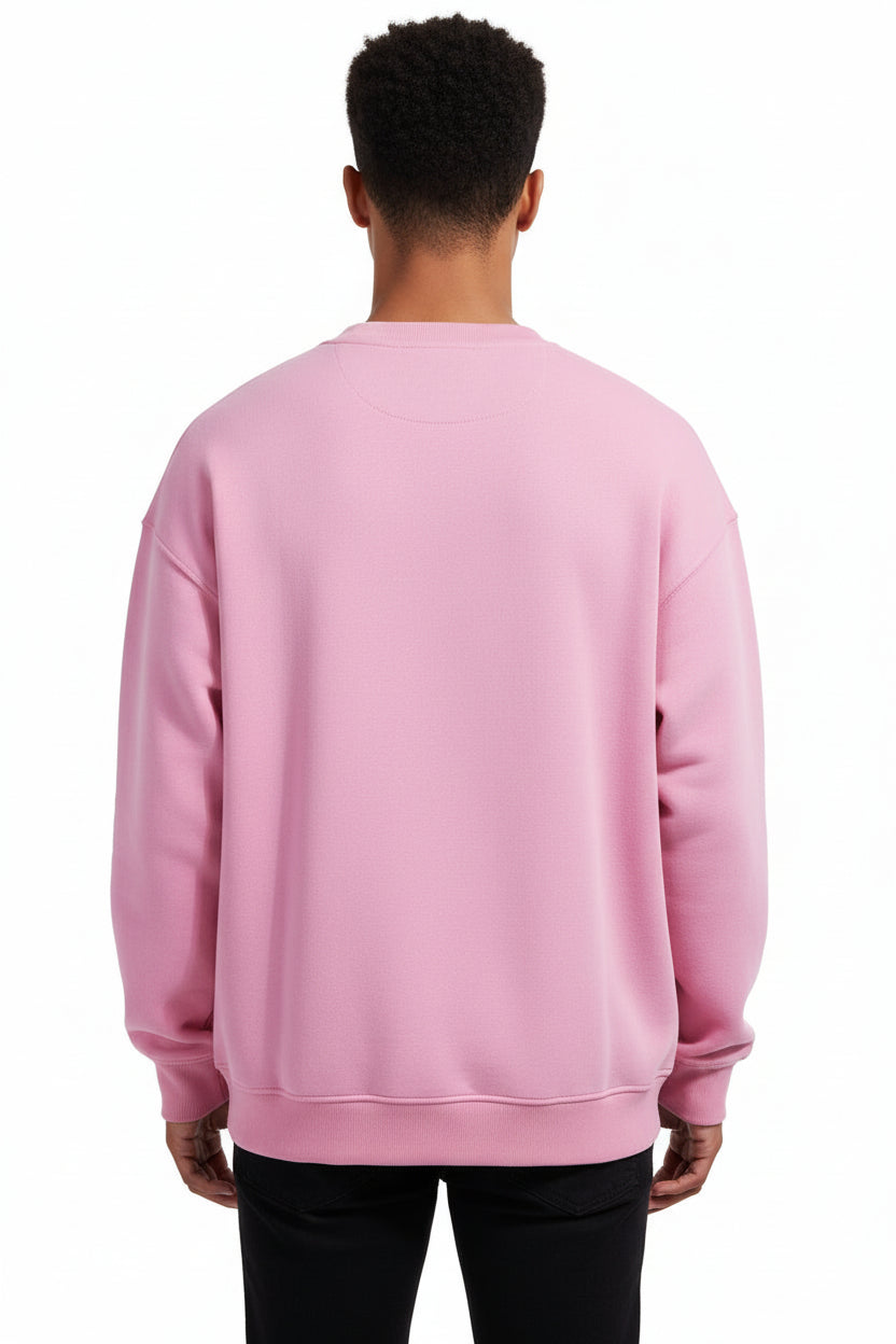 Ellenvinis Pink Heavyweight 430gms Vintage Washed Fleece Crewneck Sweatshirt Unisex Oversized Streetwear