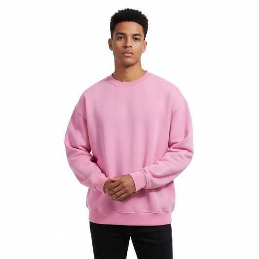 Ellenvinis Pink Heavyweight 430gms Vintage Washed Fleece Crewneck Sweatshirt Unisex Oversized Streetwear