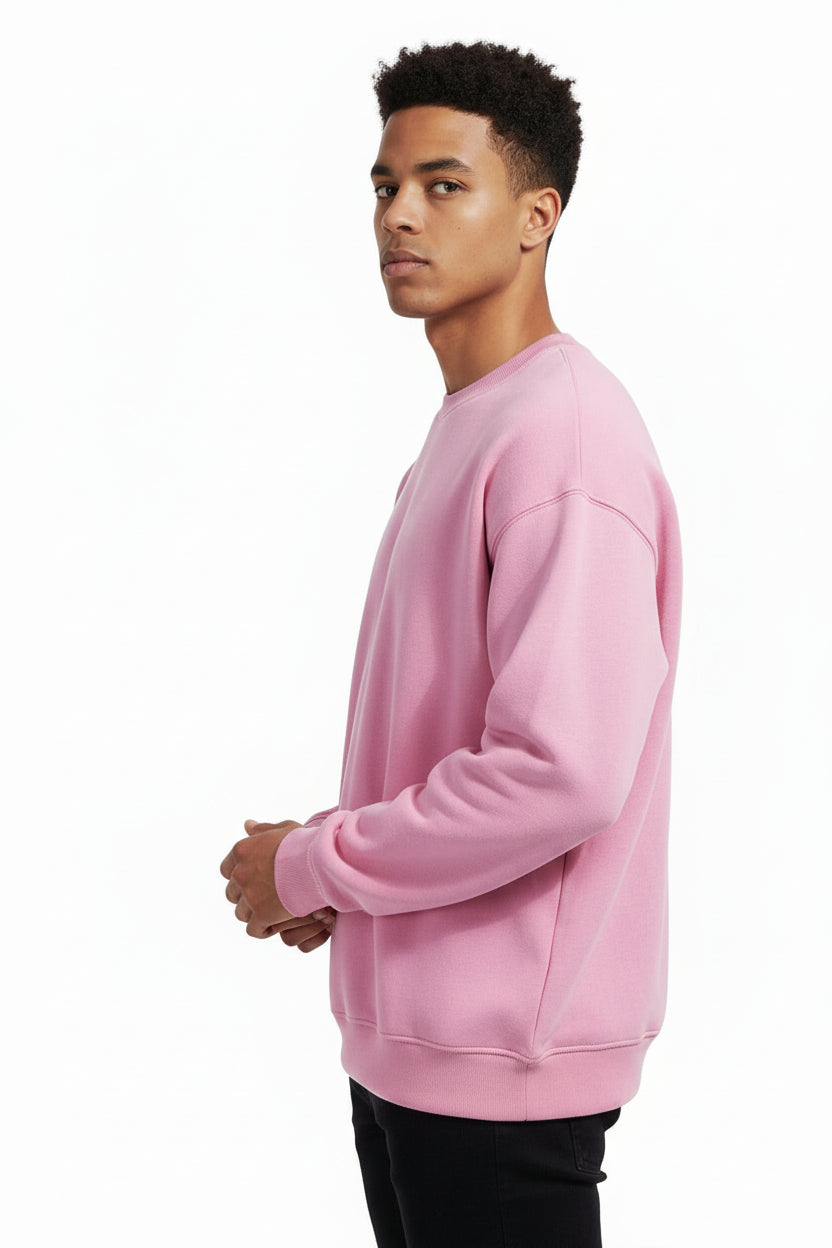 Ellenvinis Pink Heavyweight 430gms Vintage Washed Fleece Crewneck Sweatshirt Unisex Oversized Streetwear