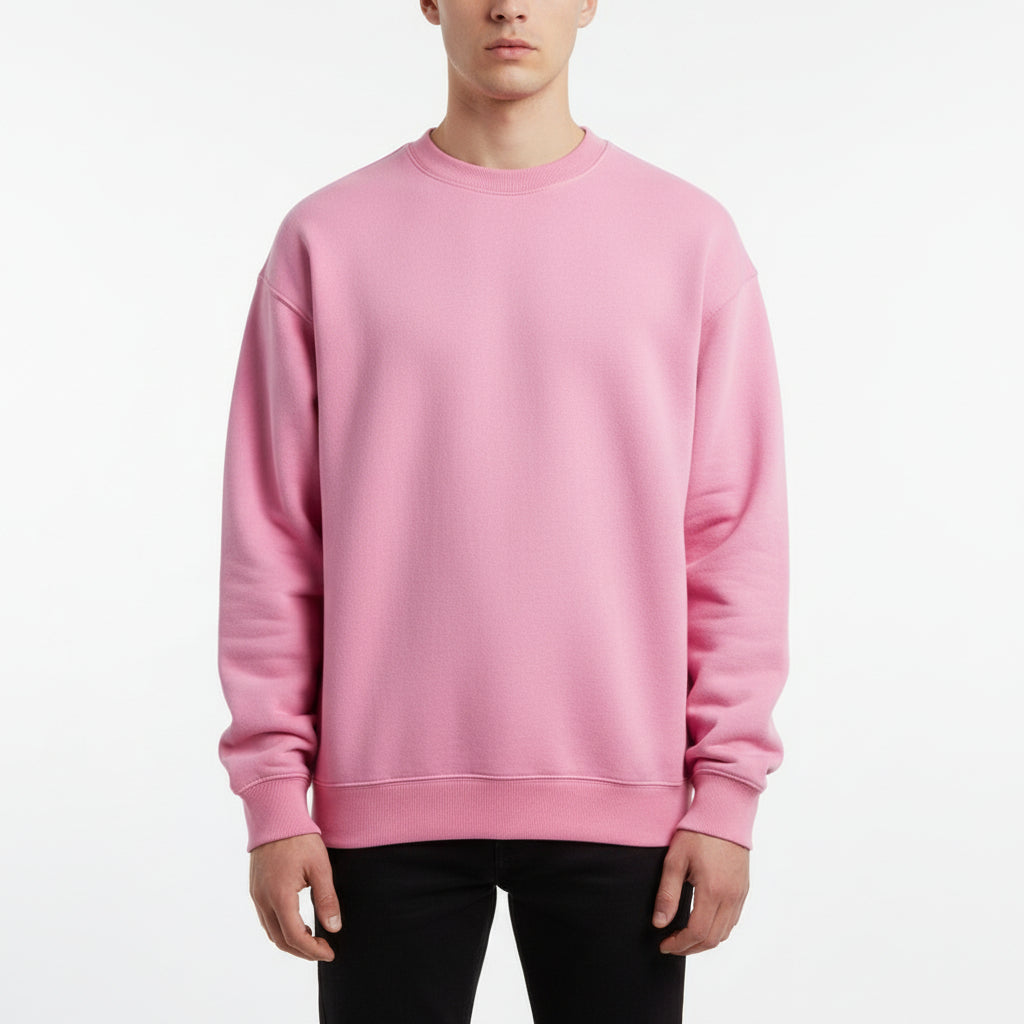 Ellenvinis Pink Heavyweight 430gms Vintage Washed Fleece Crewneck Sweatshirt Unisex Oversized Streetwear