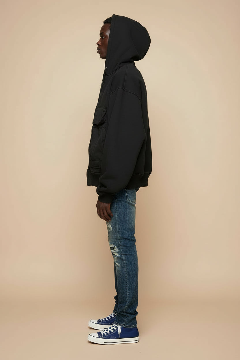 Ellenvinis 1800GSM Heavyweight Washed Vintage Ash Gray Oversized Hoodie for Men