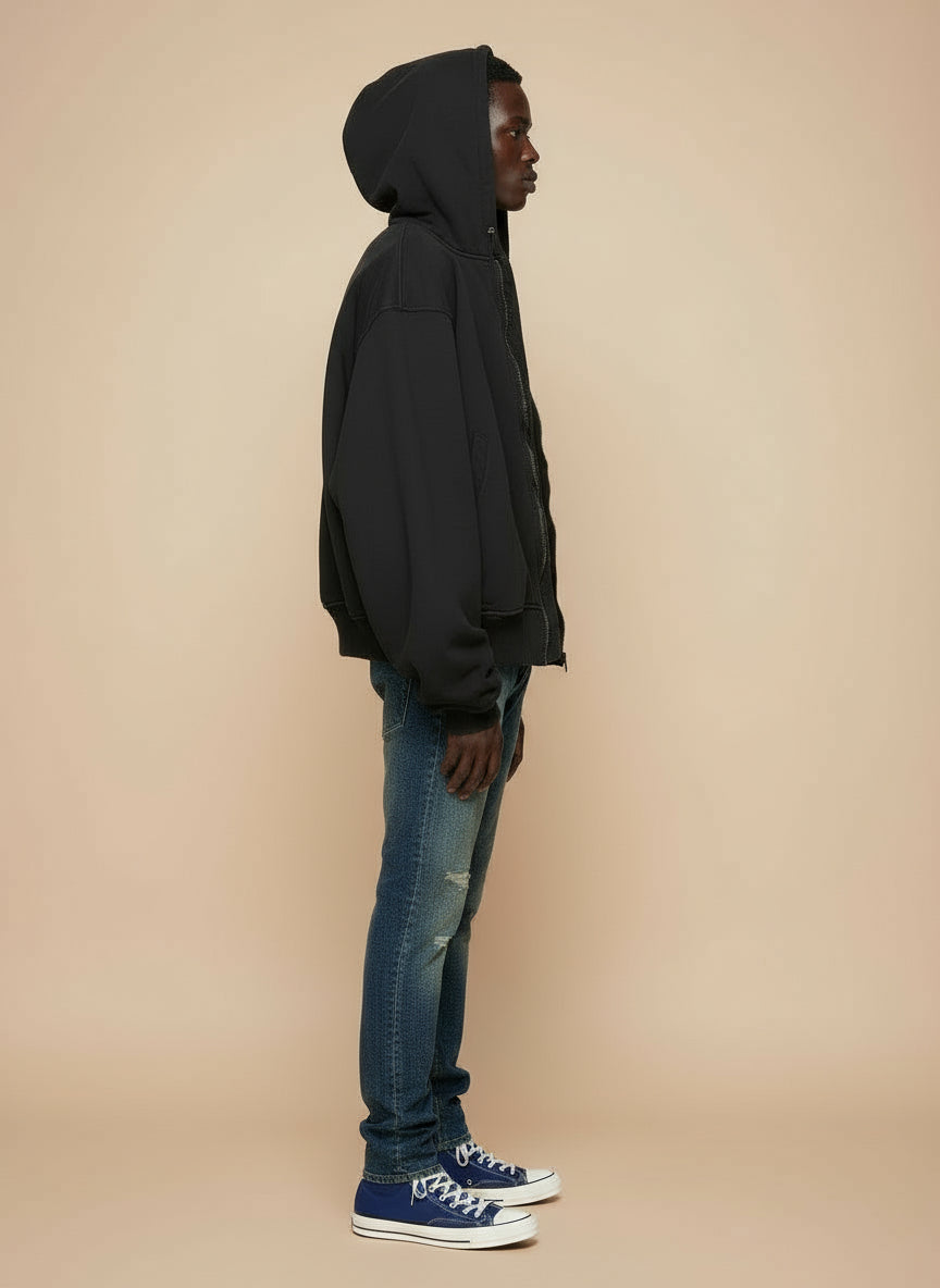 Ellenvinis 1800GSM Washed Vintage Ash Gray Oversized Hoodie for Men | Heavyweight Streetwear Pullover Sweatshirt