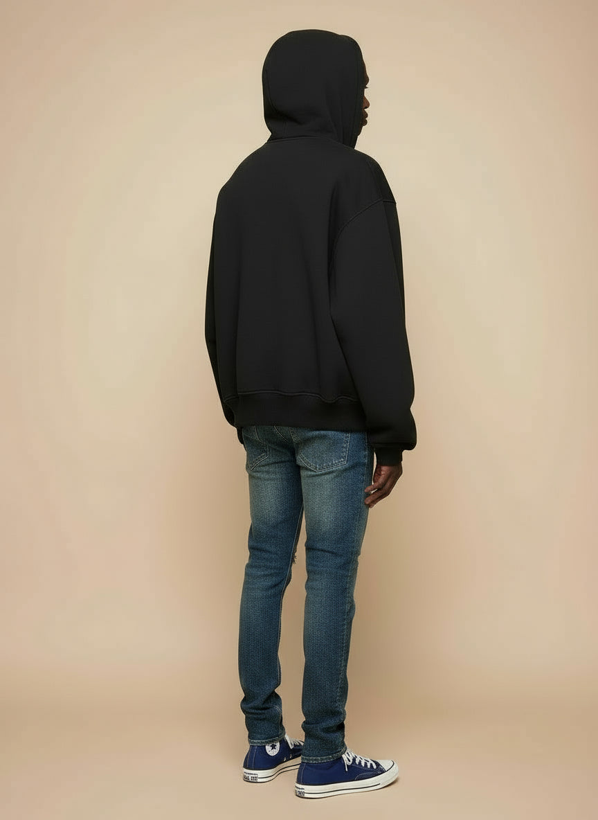 Ellenvinis 1800GSM Washed Vintage Ash Gray Oversized Hoodie for Men | Heavyweight Streetwear Pullover Sweatshirt