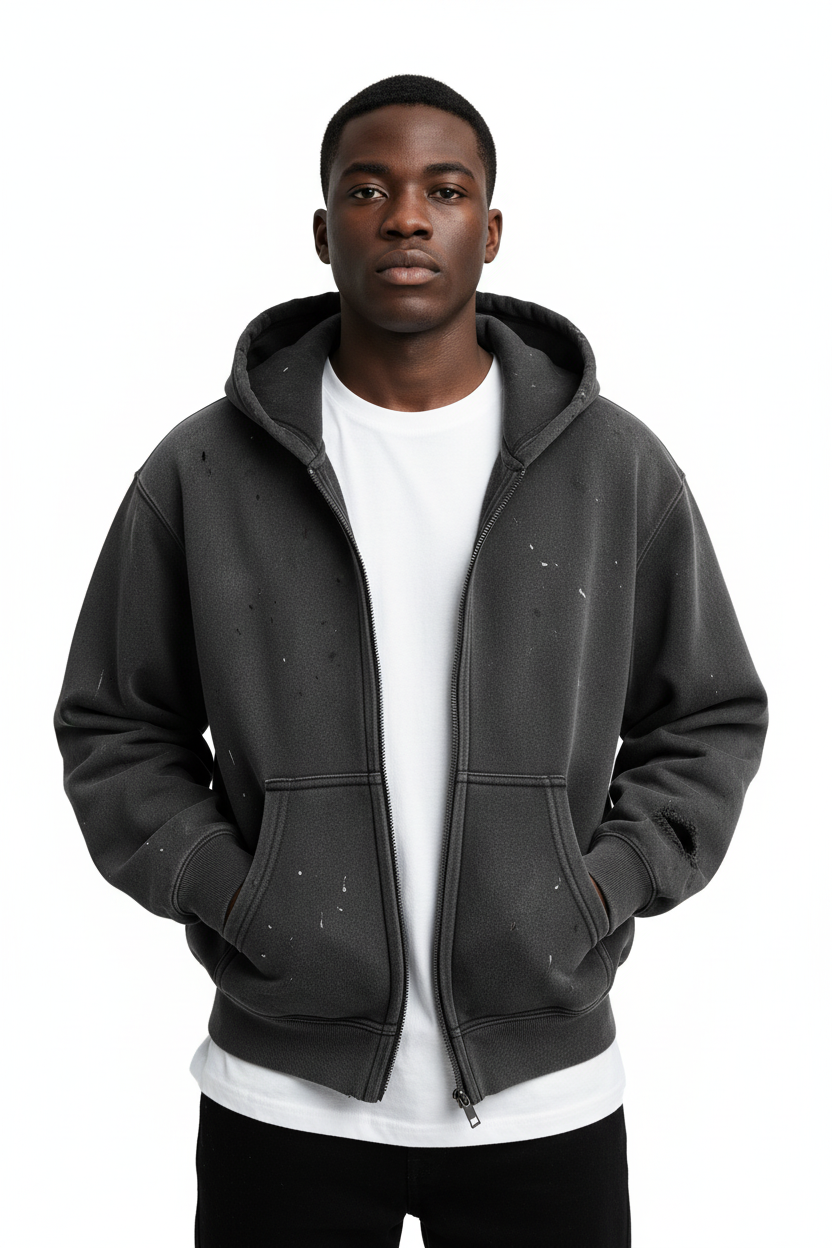 Ellenvinis Watch Peeker Zip Up Hoodie 1200GMS Heavyweight Streetwear